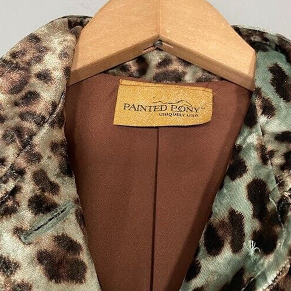 Painted Pony Jacket Size Medium Large Velvet Leopard Print Mobwife Whimsigoth - Picture 4 of 11